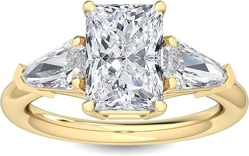 Three-Stone Engagement Ring: White Gold and Lab-Grown Diamonds 1-5 Carat