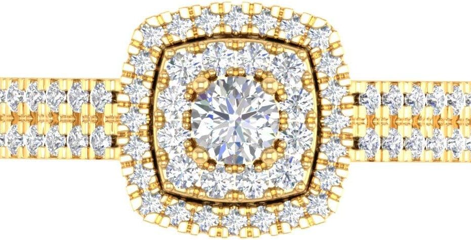 1/2 Carat Double Halo Diamond Ring in 10K Gold