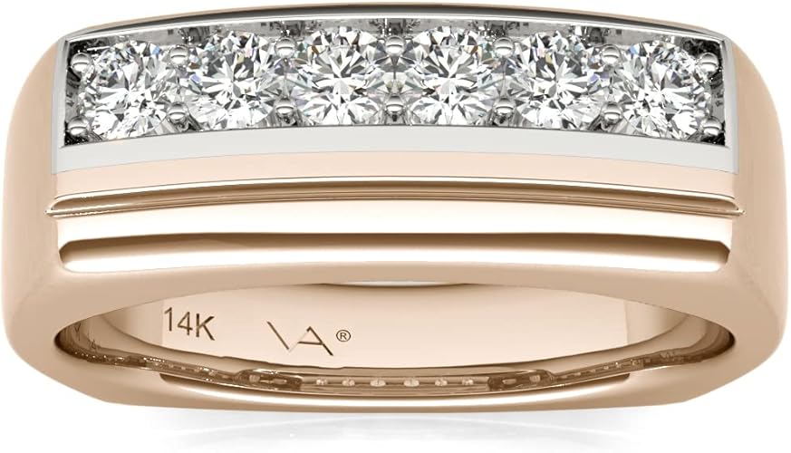 Men's wedding ring in 14k white gold with natural 1/2 carat diamonds