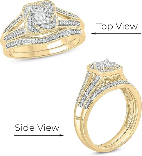 1/5 carat diamond wedding ring set in a Halo style, available in yellow gold, rose gold, and silver