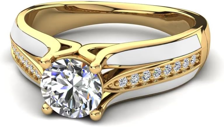 1.5 carat round cut moissanite and 16 lab-grown diamond engagement ring for women, crafted in 925 sterling silver with options for 10K, 14K, or 18K gold